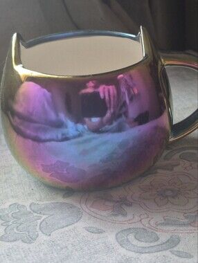 Source Unknown Iridescent Cat-Ear Ceramic Mug - Purple/Blue/Gold Finish